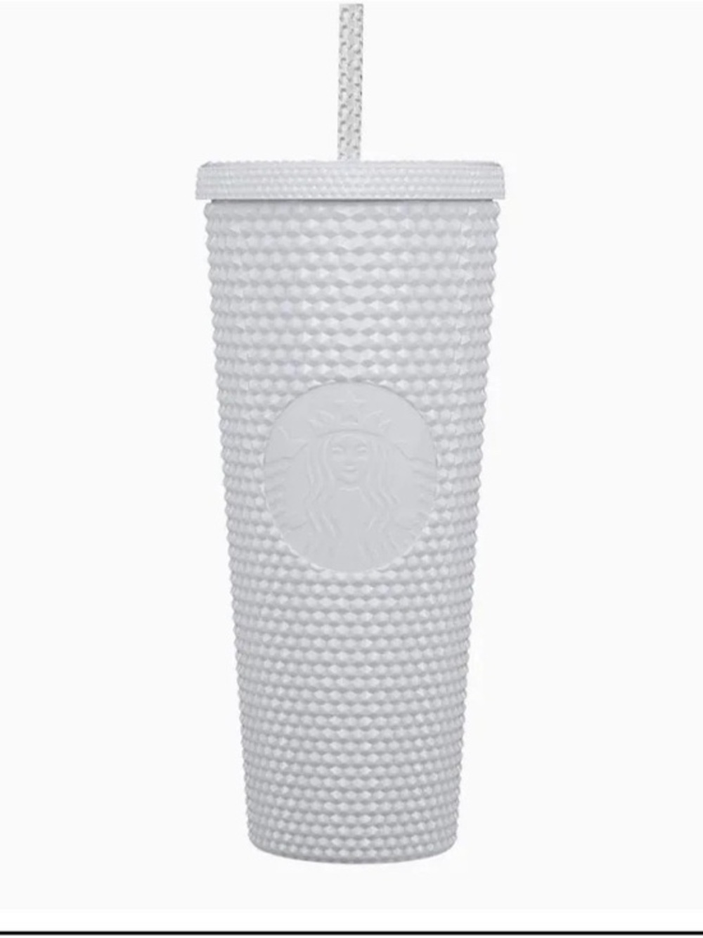 Starbucks White Textured Studded Tumbler with Braided Straw 24oz